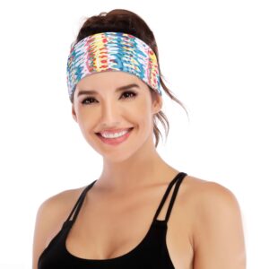 iuga headbands for women, non-slip workout sweatbands for running, sports, biking, yoga headbands for women, bike helmet friendly hairbands,ultra stretch, peacock