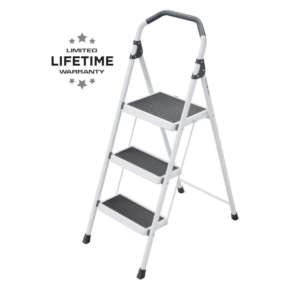 Gorilla Ladders 3-Step Steel Lightweight Step Stool Ladder 225 lbs. Load Capacity Type II Duty Rating