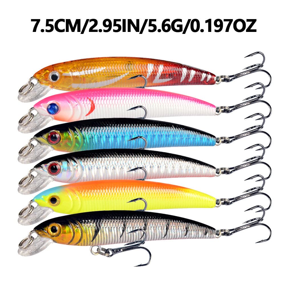 Aneew Bulk 56 Pack Topwater Fishing Bass Lures Kit Tackle Crankbait Swimbaits Jerkbaits Minnow Popper Pencil Vib Hard Baits Trout Pike Musky Walleye Perch Treble Hook Freshwater Saltwater