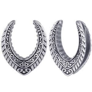 LADEMAYH 2Pcs 1 inch Gauges for Ears, Silver 25mm Gauges for Ears, Vintage 1 inch Plugs for Ears Surgical Steel Saddle Plugs Tunnels Ear Gauges Earrings