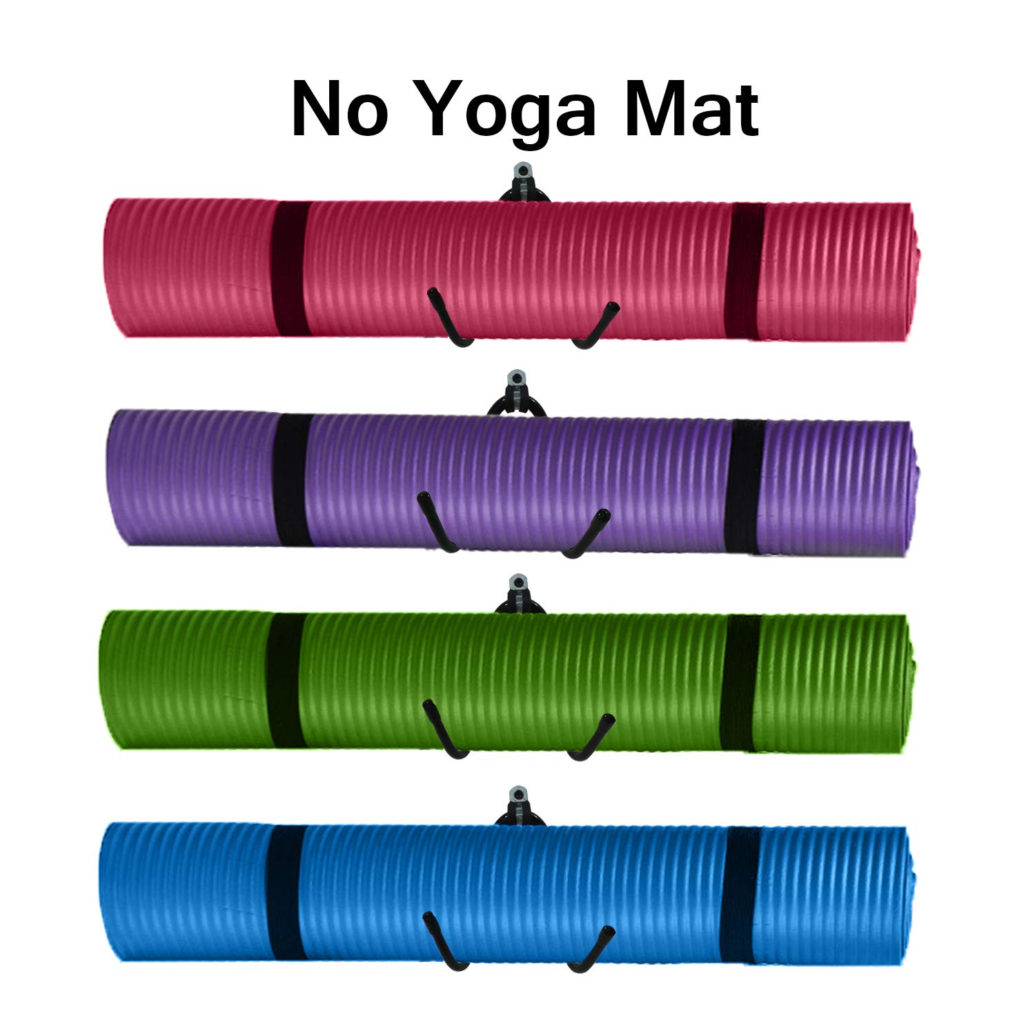 Pack of 4, Kesywale Yoga Mat Foam Rollers Wall Rack Wall Mount Storage Holder Shelf for Your Fitness Class or Home Gym, Adjustable Size (4)