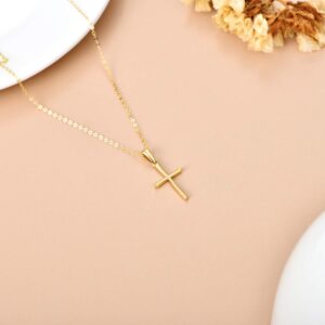 SISGEM Real 14k Gold Cross Necklace for Women, Baptism Jewelry Confirmation Gifts for Her, 16+1+1 inch