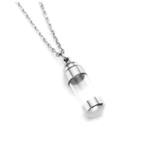 Zysta Arylic Urn Necklace for Ashes Clear Glass Cylinder Pendant Creamation Vial Necklaces Ash Locket Tube with 24 inch Chain Holder Container Keepsake Memorial Urns Jewelry