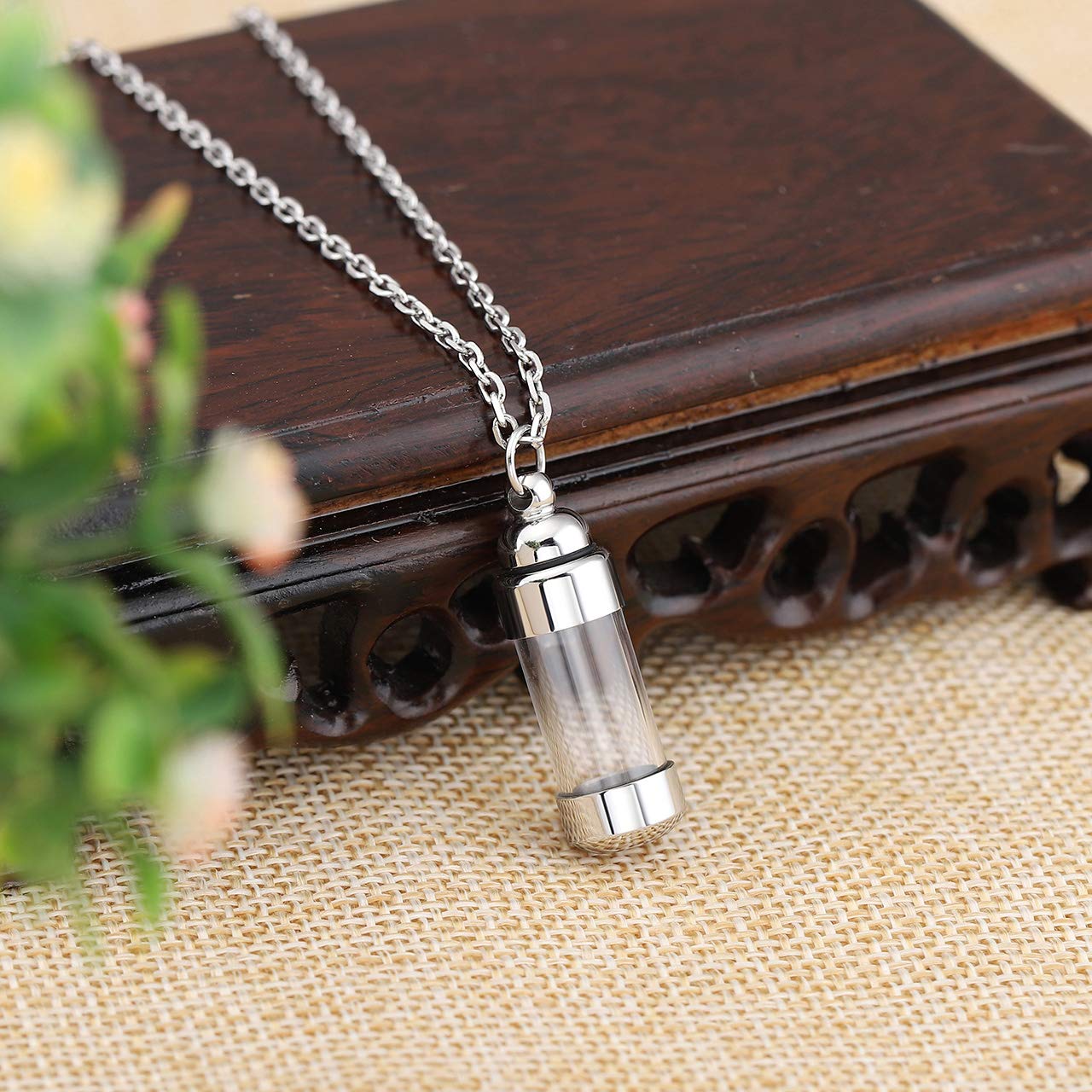 Zysta Arylic Urn Necklace for Ashes Clear Glass Cylinder Pendant Creamation Vial Necklaces Ash Locket Tube with 24 inch Chain Holder Container Keepsake Memorial Urns Jewelry