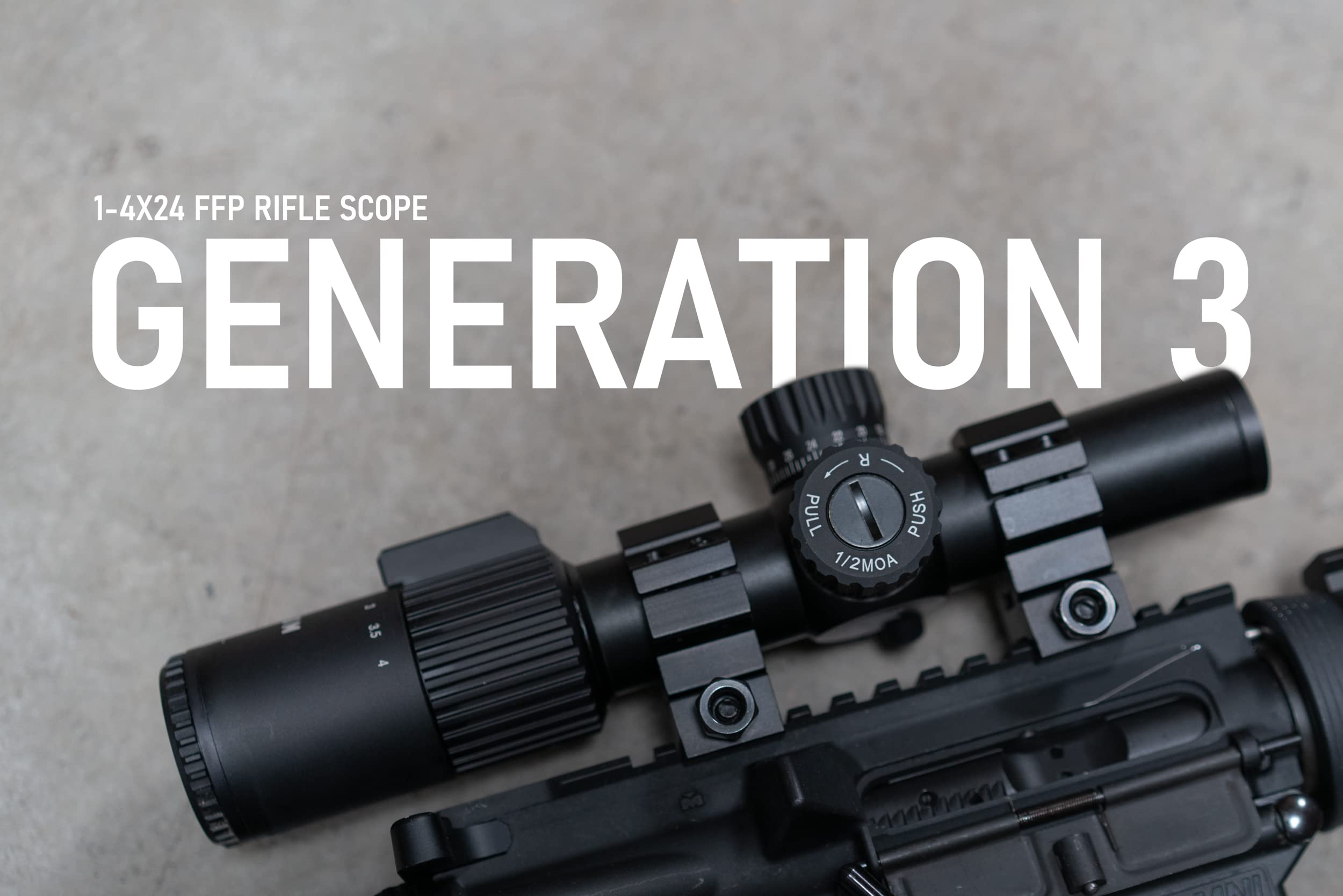 Monstrum G3 1-4x24 First Focal Plane FFP Rifle Scope with Illuminated MX1Reticle | Black