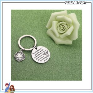 FEELMEM Firefighters Prayer Keychain Fire Rescue Firefighter Gift A Firefighter’s Guardian Angel Keyring Firemen Angel Gift