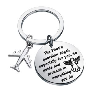 FEELMEM Pilot Prayer Keychain Drive Safe Jewelry Gift for Pilot A Pilot’s Guardian Angel Protect in Everything You Do Safe Travels Keychain for Pilot New Pilot Gift Aviation Jewelry (Pilot)