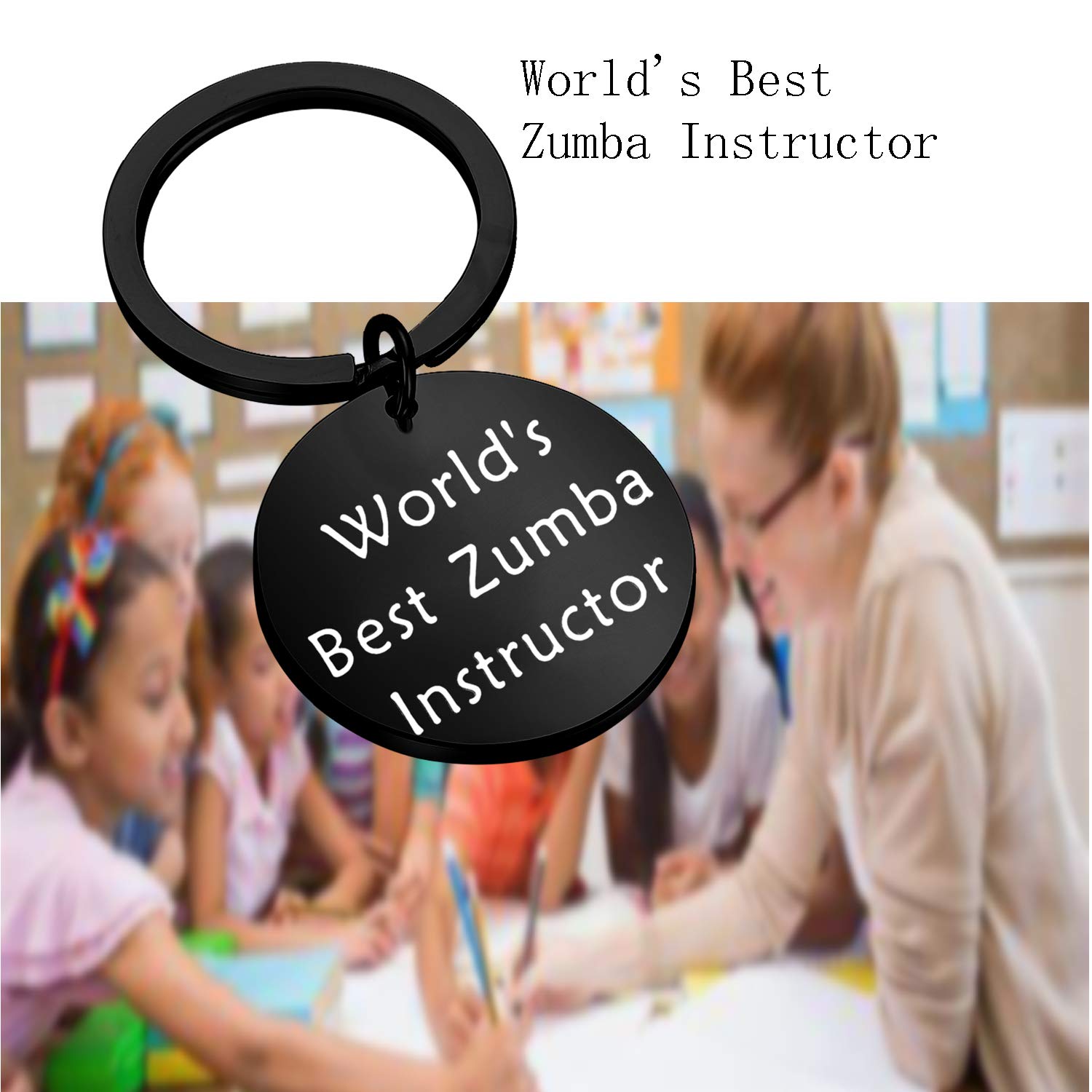 FEELMEM Teacher Gift Zumba Teacher Appreciation Gift World's Best Zumba Instructor Black Keychain Dance Jewelry for Dance Teacher Zumba Teacher (Zumba)