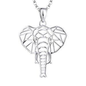 jo wisdom women elephant necklace,925 sterling silver lucky animal amulet pendant necklace