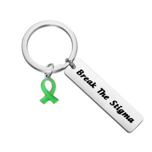 gzrlyf mental health awareness keychain break the stigma inspirational gifts green awareness support (break the stigma)