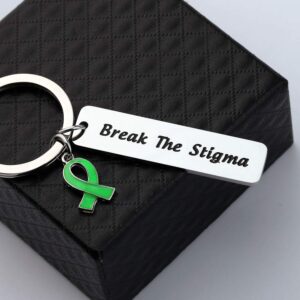 Gzrlyf Mental Health Awareness Keychain Break The Stigma Inspirational Gifts Green Awareness Support (break the stigma)