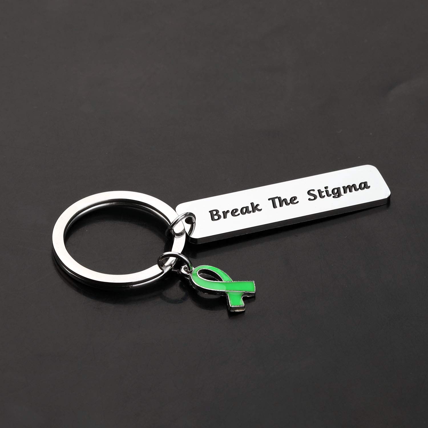 Gzrlyf Mental Health Awareness Keychain Break The Stigma Inspirational Gifts Green Awareness Support (break the stigma)