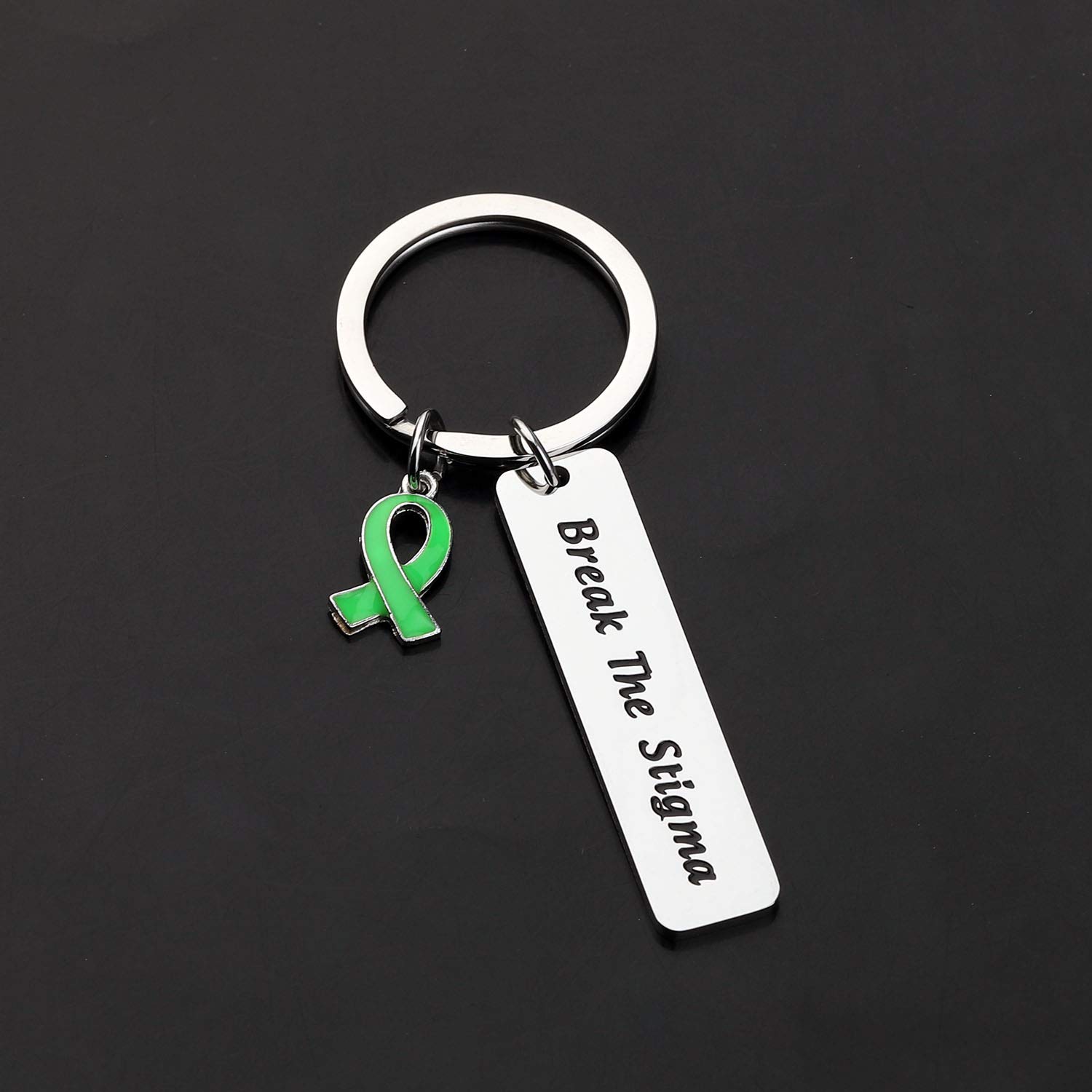 Gzrlyf Mental Health Awareness Keychain Break The Stigma Inspirational Gifts Green Awareness Support (break the stigma)