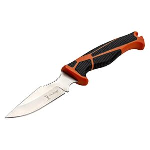 Elk Ridge Outdoors - TREK - Fine Edge Caping Knife, Orange and Black TPR Handle, Rigid Nylon Sheath, Hunting, Camping, Survival - ER-TKFIX003