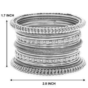 Aheli Tribal Traditional Antique Silver Oxidised Bangles Fashion Vintage Ethnic Bollywood Indian Wedding Party Indian Jewelry for Women Girls (Set of 2) Size 2.6 Inch