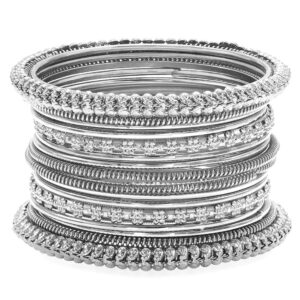 aheli tribal traditional antique silver oxidised bangles set fashion vintage ethnic wedding party bollywood stylish indian jewelry gift for women girls size 2.8 inch