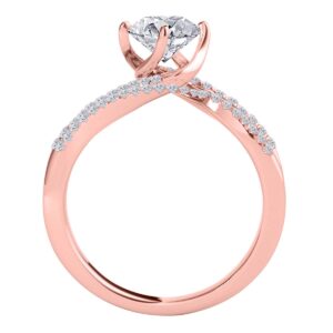 MauliJewels 0.75 Carat Halo Diamond Engagement Bridal Set prong 14K Solid Rose Gold