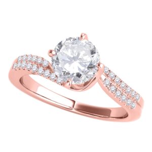 MauliJewels 0.75 Carat Halo Diamond Engagement Bridal Set prong 14K Solid Rose Gold