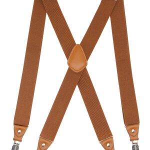 Doloise Adjustable Elastic X Back Style Suspenders for Men's and Women's With Strong Metal Clips (Coffe-01)