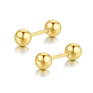 4mm Barbell Earrings 925 Sterling Silver Short Gold Cartilage Stud Rook Daith Helix Piercing Sleeper Earrings for Men Women