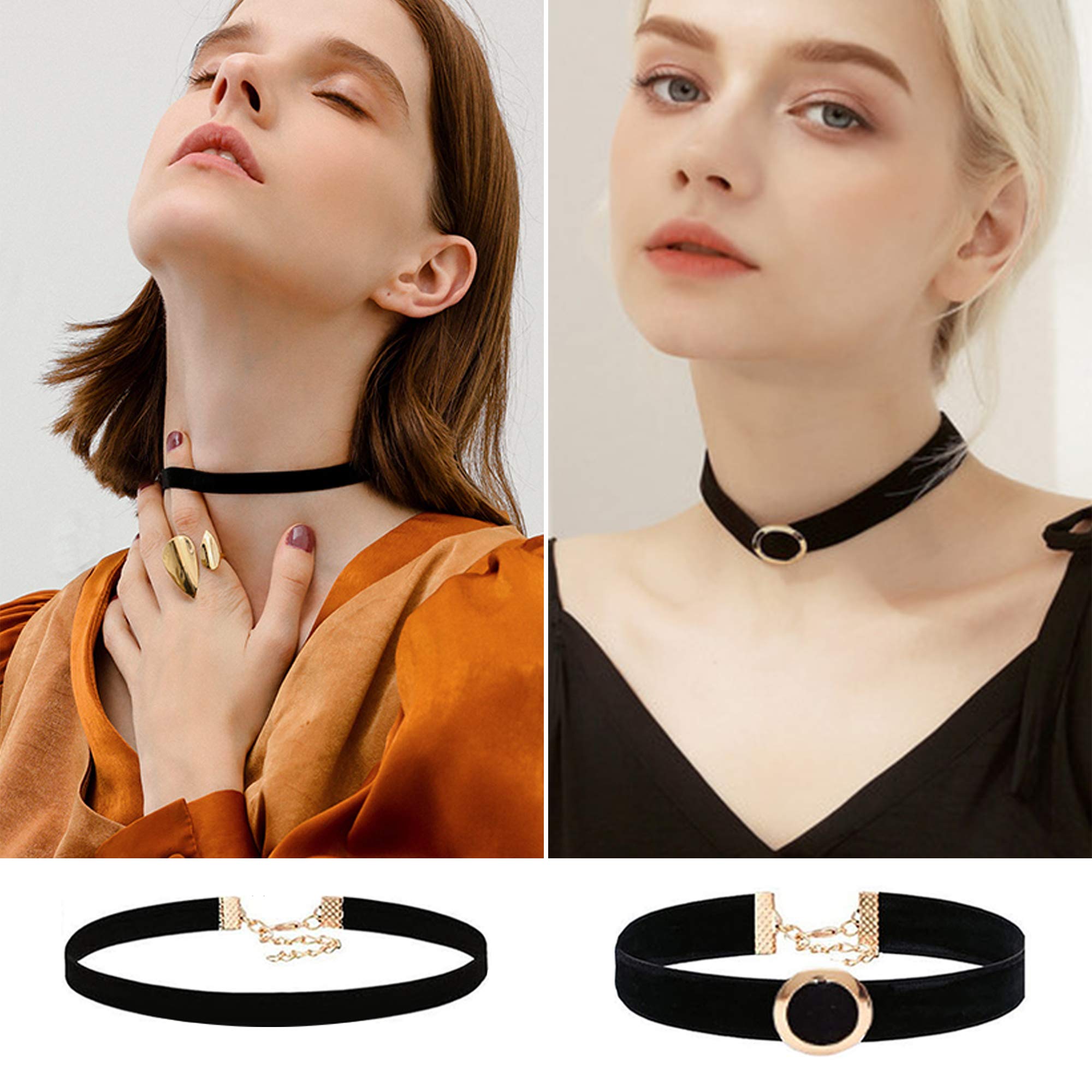 Prohouse 44PCS Black Womens Chokers Gothic Collar Lace Velvet Chocker Pendant Necklaces Set for Teenagers Women