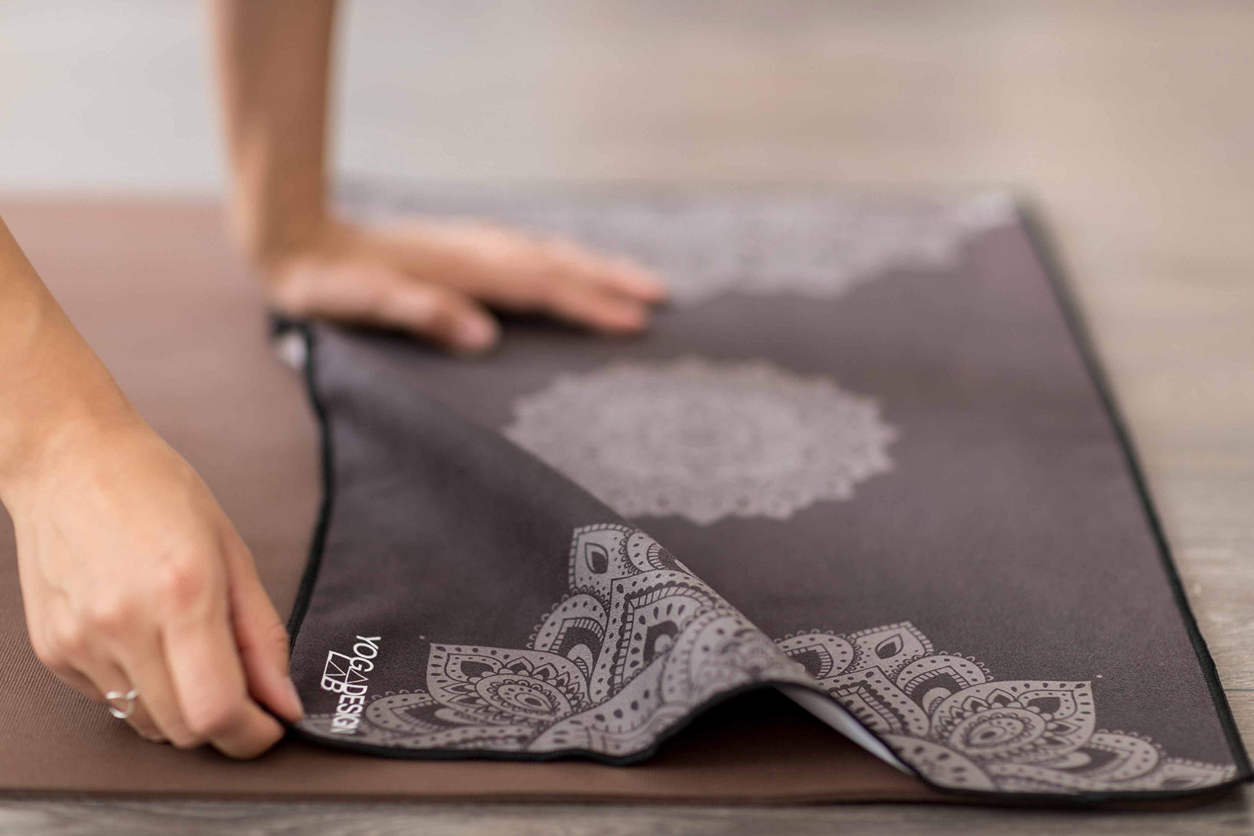 Yoga Design LAB | The Hand Towel | Premium Non Slip Hand Towel | Designed in Bali | Colorful Eco Printed + Quick Dry + Soft | Hot Yoga, Bikram, Ashtanga, Sport, Barre, Travel (Mandala Black)