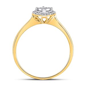 The Diamond Deal 10kt Yellow Gold Womens Round Diamond Solitaire Halo Bridal Wedding Engagement Ring 1/12 Cttw