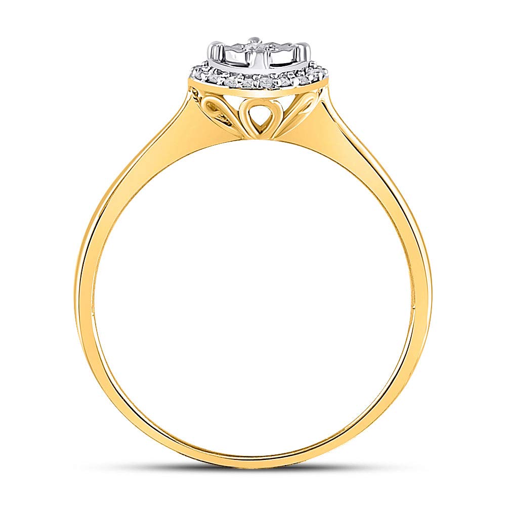 The Diamond Deal 10kt Yellow Gold Womens Round Diamond Solitaire Halo Bridal Wedding Engagement Ring 1/12 Cttw