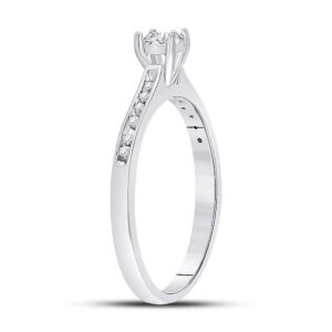 The Diamond Deal 10kt White Gold Womens Round Diamond Solitaire Bridal Wedding Engagement Ring 1/10 Cttw