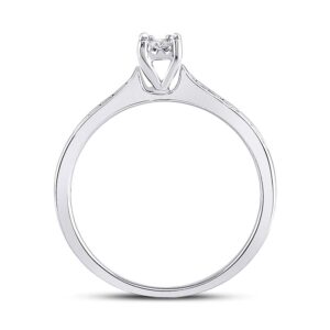 The Diamond Deal 10kt White Gold Womens Round Diamond Solitaire Bridal Wedding Engagement Ring 1/10 Cttw