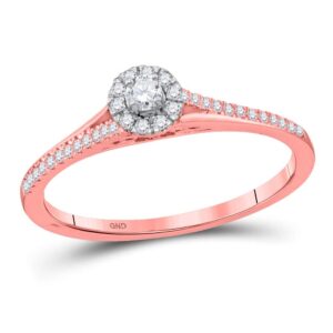 the diamond deal 10kt rose gold womens round diamond solitaire bridal wedding engagement ring 1/5 cttw