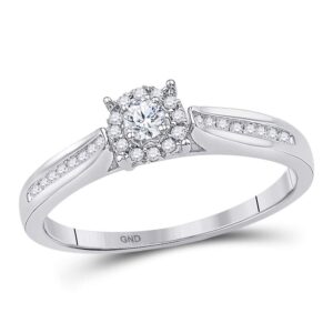 the diamond deal 10kt white gold womens round diamond solitaire bridal wedding engagement ring 1/6 cttw