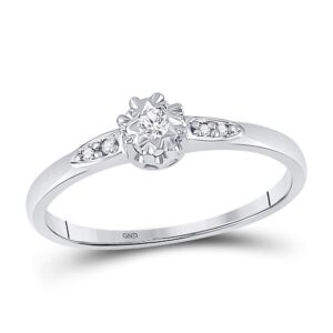 the diamond deal 10kt white gold womens round diamond solitaire bridal wedding engagement ring 1/20 cttw