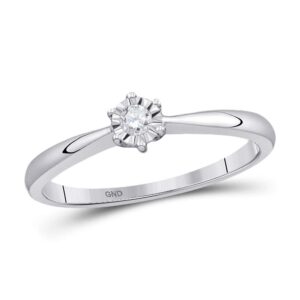 the diamond deal 10kt white gold womens round diamond solitaire bridal wedding engagement ring 1/12 cttw