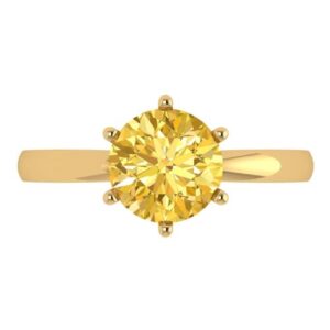 clara pucci 2.0 ct round cut solitaire natural yellow citrine gemstone bridal designer anniversary engagement ring in 14k yellow gold