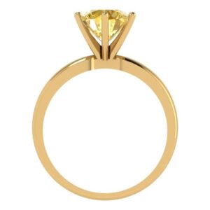 Clara Pucci 2.0 ct Round Cut Solitaire Natural Yellow Citrine gemstone Bridal Designer Anniversary Engagement Ring in 14k yellow Gold