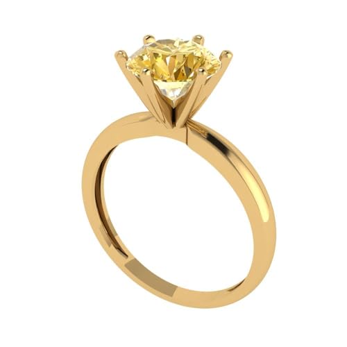 Clara Pucci 2.0 ct Round Cut Solitaire Natural Yellow Citrine gemstone Bridal Designer Anniversary Engagement Ring in 14k yellow Gold