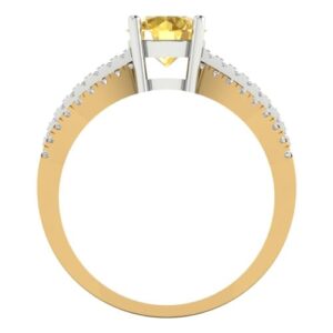 Clara Pucci 1.19ct Round Cut Solitaire Yellow Citrine Designer Wedding Bridal art deco Anniversary Ring 14k yellow & White Gold 7.5