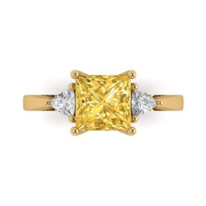 clara pucci 2.3ct princess trillion cut 3 stone solitaire citrine designer wedding bridal art deco anniversary ring 14k yellow gold 7.75