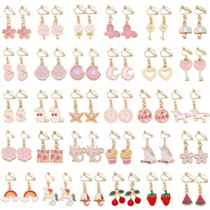 SOTOGO 30 Pairs Cute Clip On Earrings for Girls Play Earrings for Party Favor Kids Dress up Jewelry Lovely Non Pierced Earring Clip on Earrings for Women