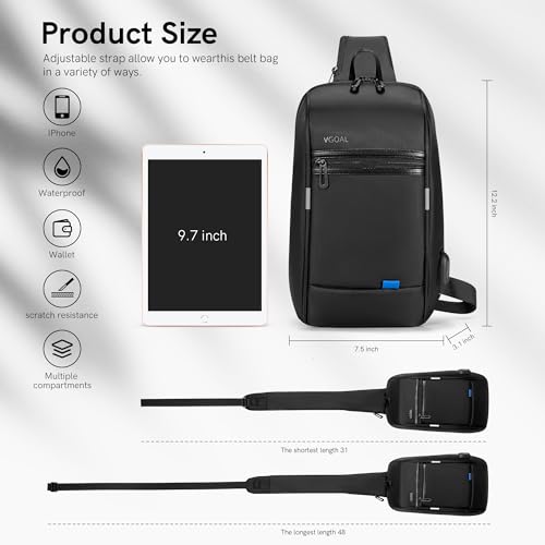 VGOAL Backpack Shoulder Crossbody Chest Bag for Men with USB Charging Port