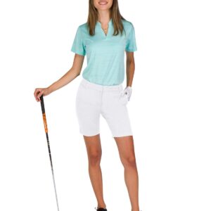 Three Sixty Six Womens Bermuda Golf Shorts 8 ½ Inch Inseam - Quick Dry Active Shorts with Pockets, Athletic and Breathable Ice White