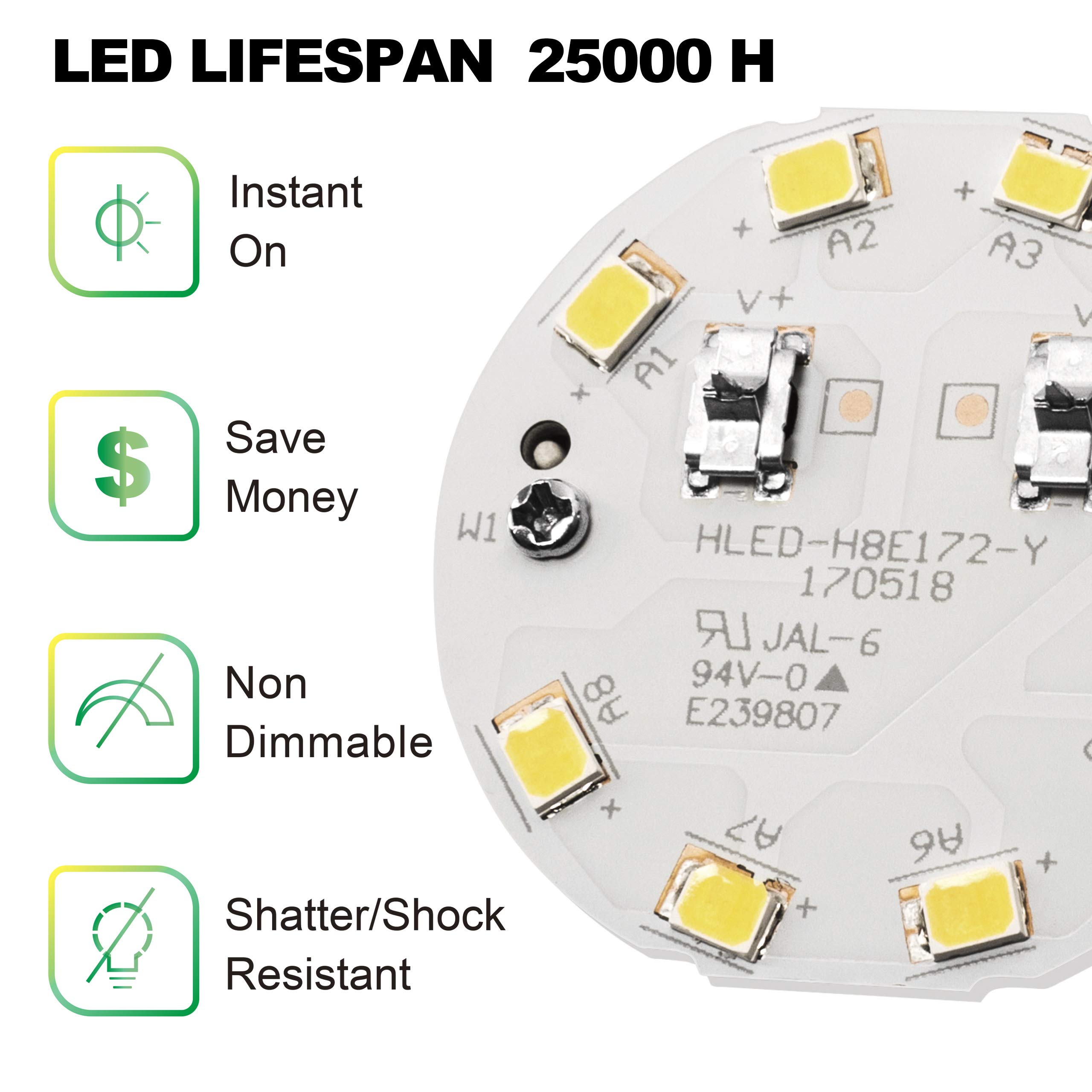 Maelsrlg E17 Intermediate Base LED Bulb, 6W (60 Watt Equivalent) G14 Globe Ceiling Fan Light Bulbs, Daylight White 5000K, 600 Lumens, Non-Dimmable, Pack of 6