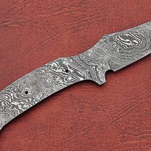 Trailing point Damascus steel blank blade, Hand forged Damascus steel Skinning knife making Blade, Twist, Ladder and rain drop pattern Damascus steel (8 Inch Twist)