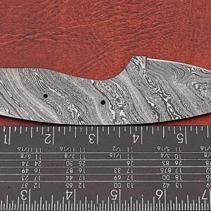 Knife Making Supplies Damascus Steel Blank Blade 6.5 inches Long Hand Forged Compact Skinning Knife, Spear Point Blade Pocket Knife with 3 Pin Hole, 2.5 inches Cutting Edge, 3.5" Scale Space