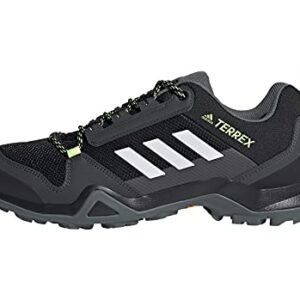 adidas Men's Terrex Ax3 Hiking Boot, Black/White/Acid Yellow, 10.5