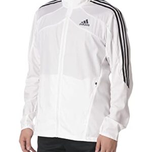 adidas Men's Marathon Jacket 3-Stripes, White/Black, Large