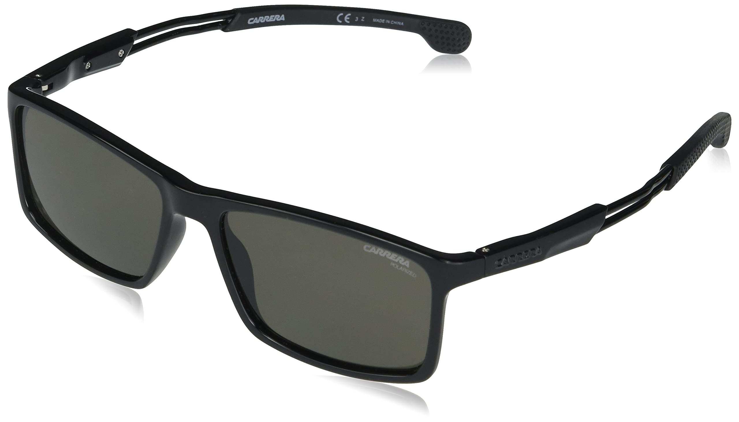 Carrera Men's 4016/S Rectangular Sunglasses, Black/Polarized Gray, 55mm, 16mm