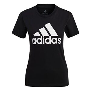 adidas women's essentials logo tee, black/white, x-large