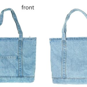 YunZh Denim Tote Bag Casual Style Lightweight Classic Retro Travel Shopper Shoulder Handbag